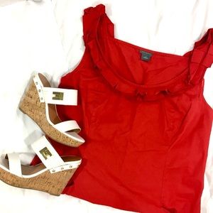 ANN TAYLOR pocketed red dress